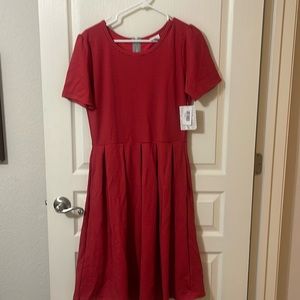 Red with black stripes dress